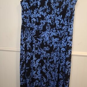 Roz & Ali Romper Jumpsuit in Blue and Black Floral Plus Size 22